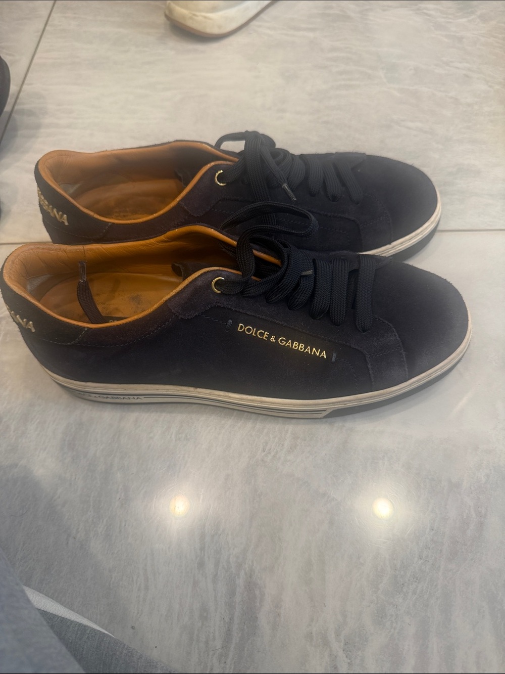 Dolce & Gabbana navy & Gold Low-Top Sneakers